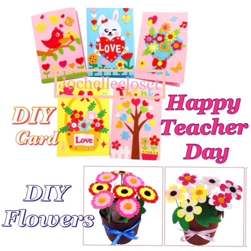 Sale 36 4 Packs More Teacher Day Cards Diy Flowers Shopee Singapore