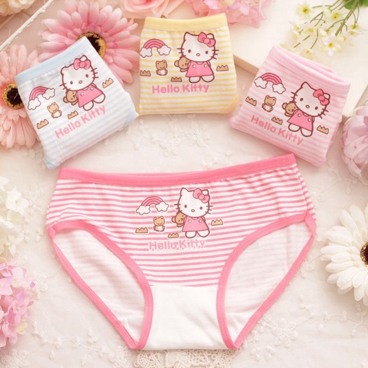 3Pcs/Set Girl Hello Kitty Briefs Children's Underwear Cotton Children's Clothing Shopee Singapore