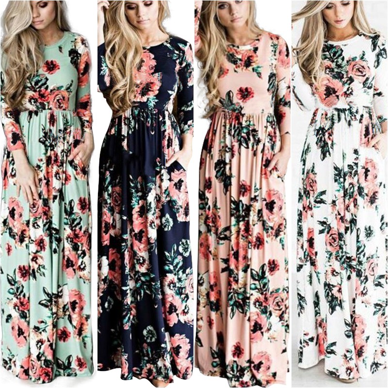 vintage boho maxi dress long sleeve