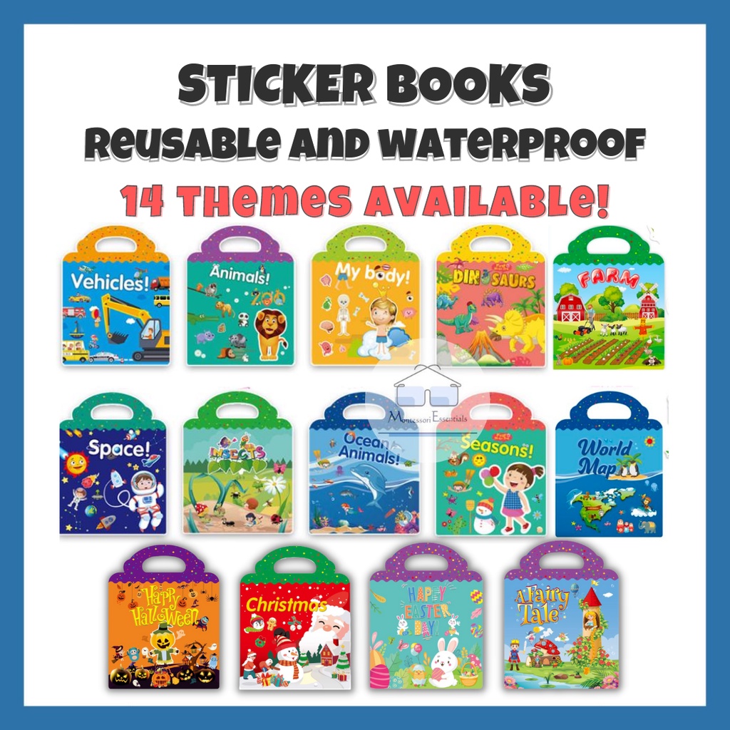 Reusable First Sticker Books (14 Themes) Reusable, Waterproof