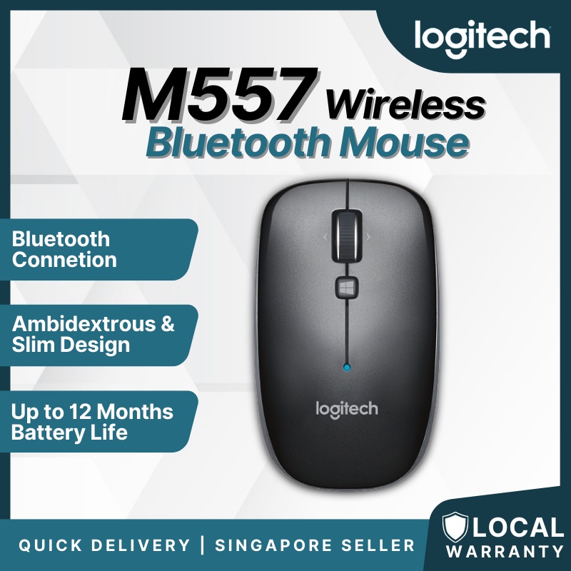 Logitech Bluetooth Mouse M557 For Pc Mac And Windows 8 Tablets Black Color Shopee Singapore