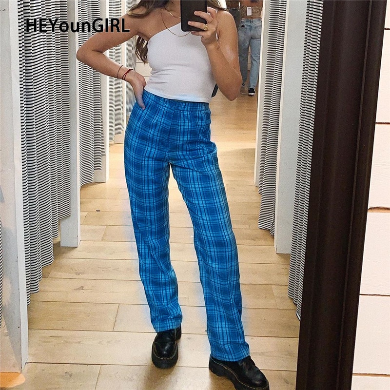 blue checkered pants