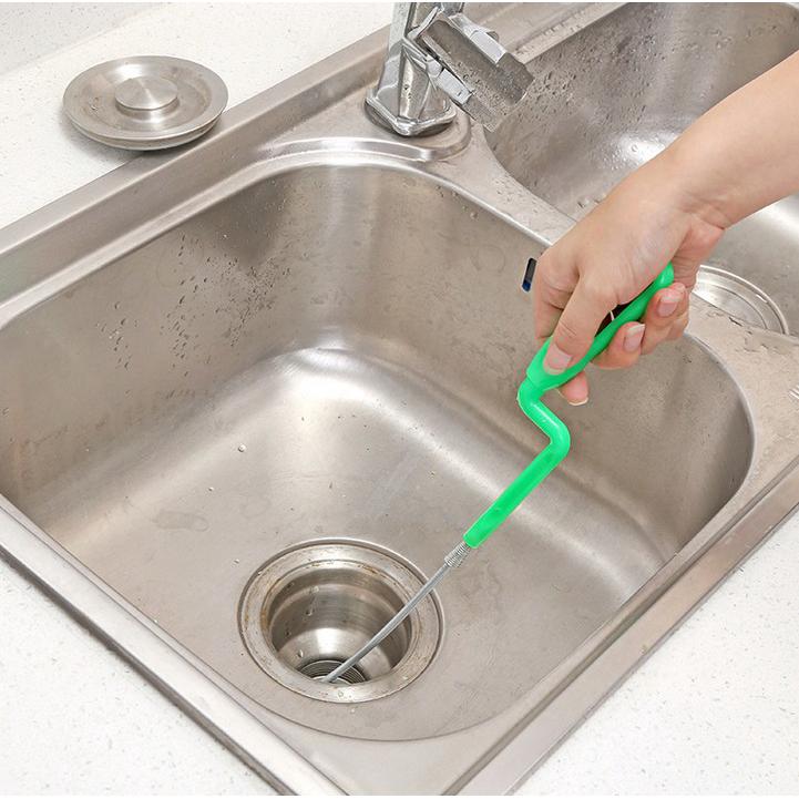 Hand Operated Extended Iron Pipe Stick Sink Drain Cleaning
