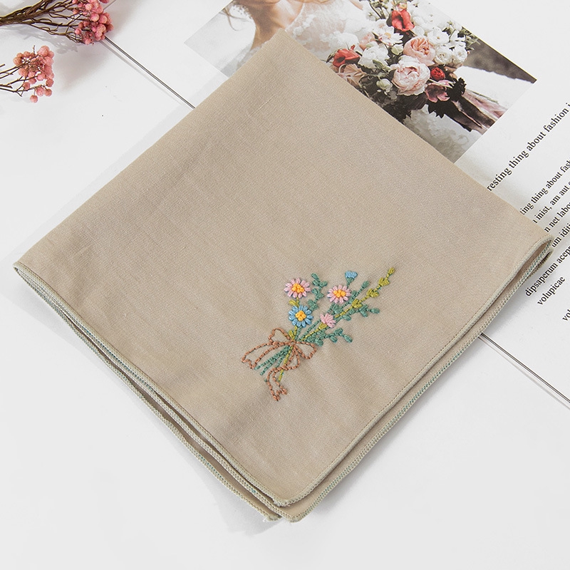 50 50cmhandkerchief Diy Embroidery Kit Needlework Flower Cross Stitch Set With Hoop Handwork Swing Handmade Craft Gift Unfinished Shopee Singapore