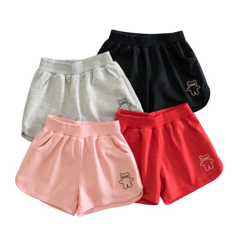 Girls short pants Children's Clothing Summer New Girls' Shorts Denim Bear Cute Pattern Outer Wear Pants Thin Children's Shorts