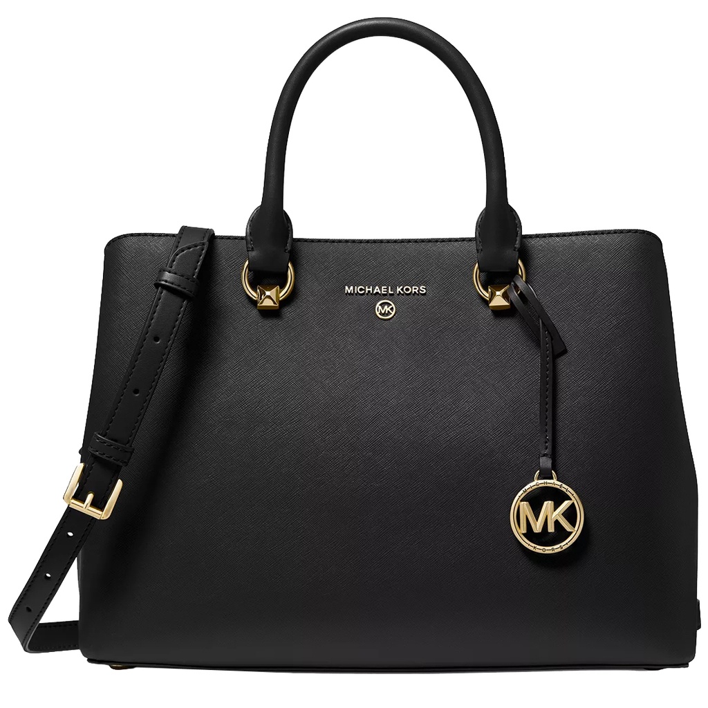 Michael Kors Edith Large Satchel Leather Bag in Black 38S2G7ES3L