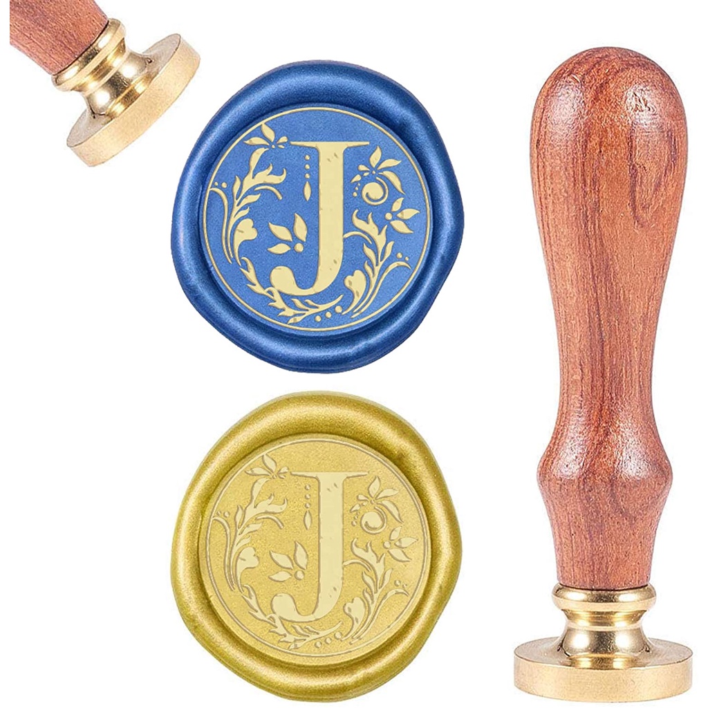 Lpraer Letter Wax Seal Stamp Vintage Retro Gold Brass Head with Wooden Handle Initial Alphabet K 