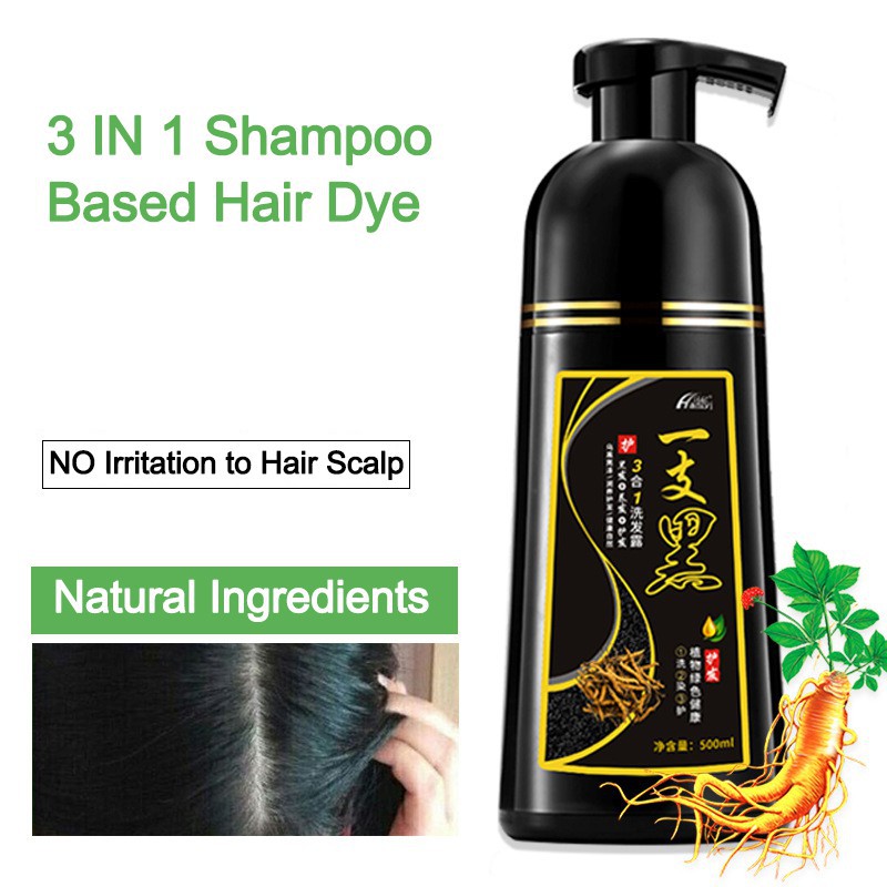 ♚（一支黑洗发水）Fast white hair turn black hair Dye Shampoo For Cover Gray White  Hair wash black hair dye 500ml | Shopee Singapore