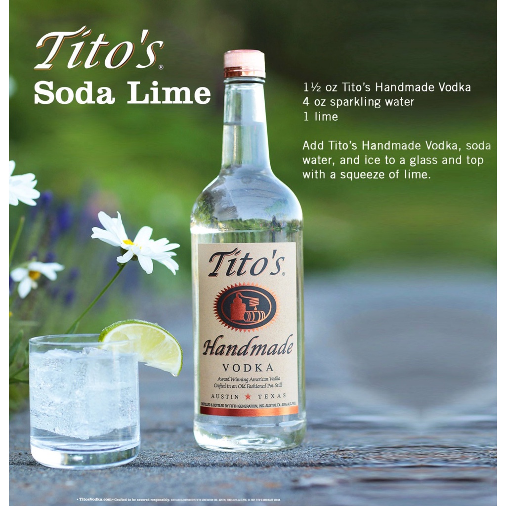 Tito S Handmade Vodka Glass Bottle 750 Ml 40 Percent Abv Shopee Singapore