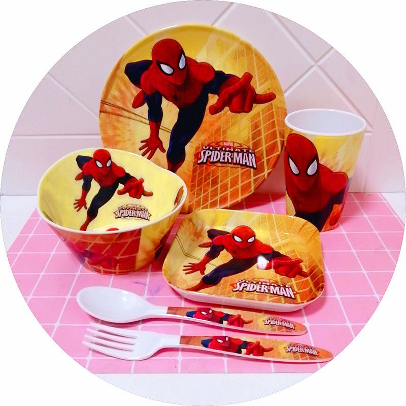 CARTOON GROUP REAL TRADE Set Spiderman Jelly Spider Man Marvel 2 Plates SPI Cup Child PLATE CUP 