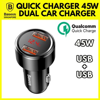 Baseus 45W Fast Charge Car Charger Magic Series Dual USB Car Charger Quick Car mount Car Accessories