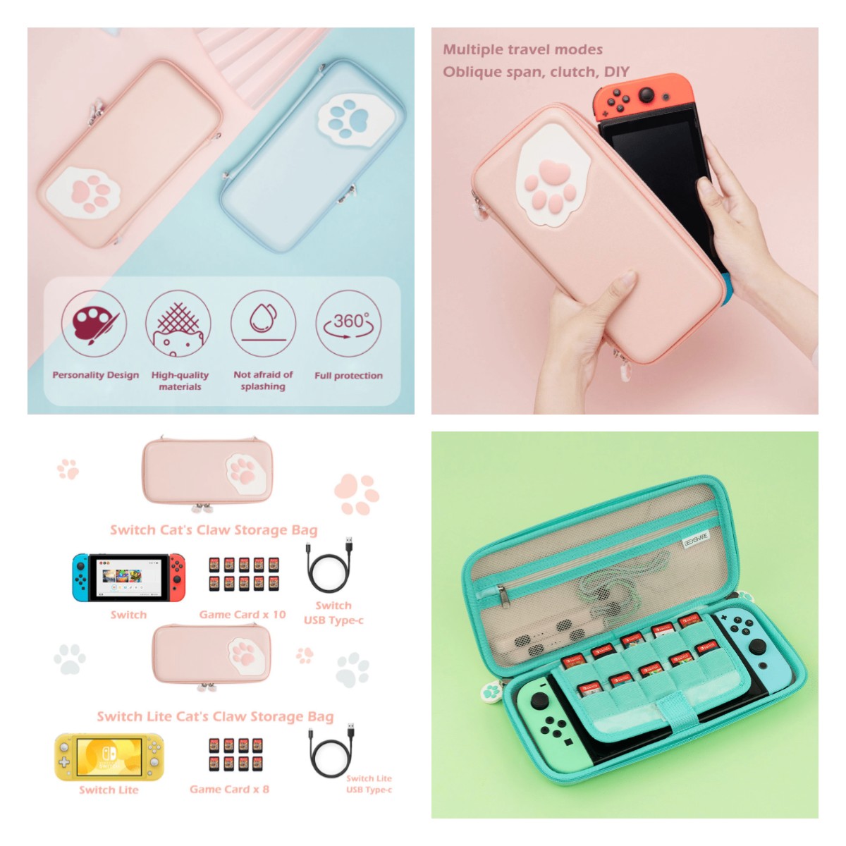 Original Geekshare Cute Cat Claw Case For Nintendo Switch Lite Portable Hardshell Slim Travel Carrying Case Fit Switch Lite Game Accessories A Removable Wrist Strap Shopee Singapore