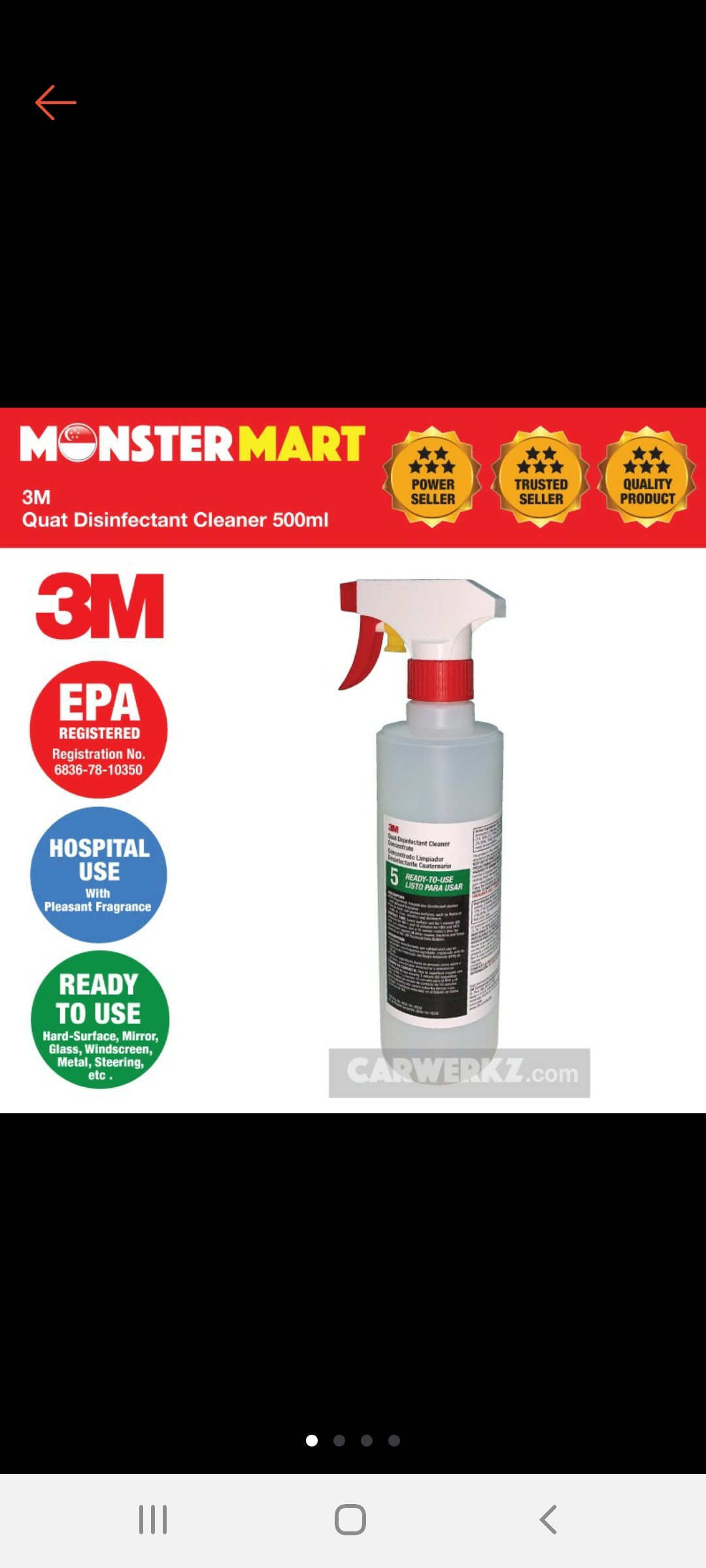 3M Quat Disinfectant Cleaner Spray Ready To Use 500ml (EPA Registered