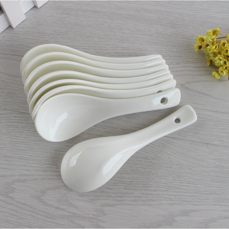 10pcs Ceramic Spoons Hotel Restaurant Spoons Bone China Spoons Shopee