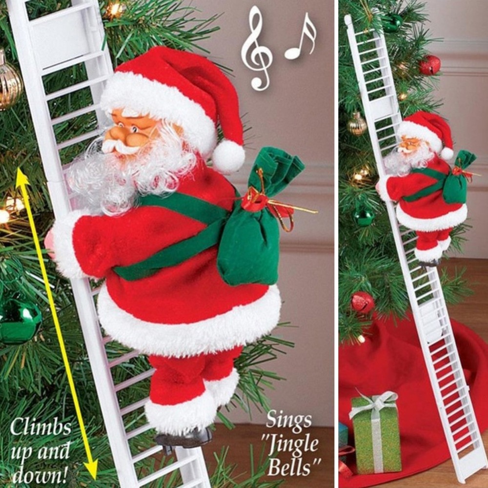 Christmas Santa Claus Electric Climb Ladder Hanging Decoration Christmas  Tree Ornaments Funny New Year Kids Gifts Party Decor | Shopee Singapore