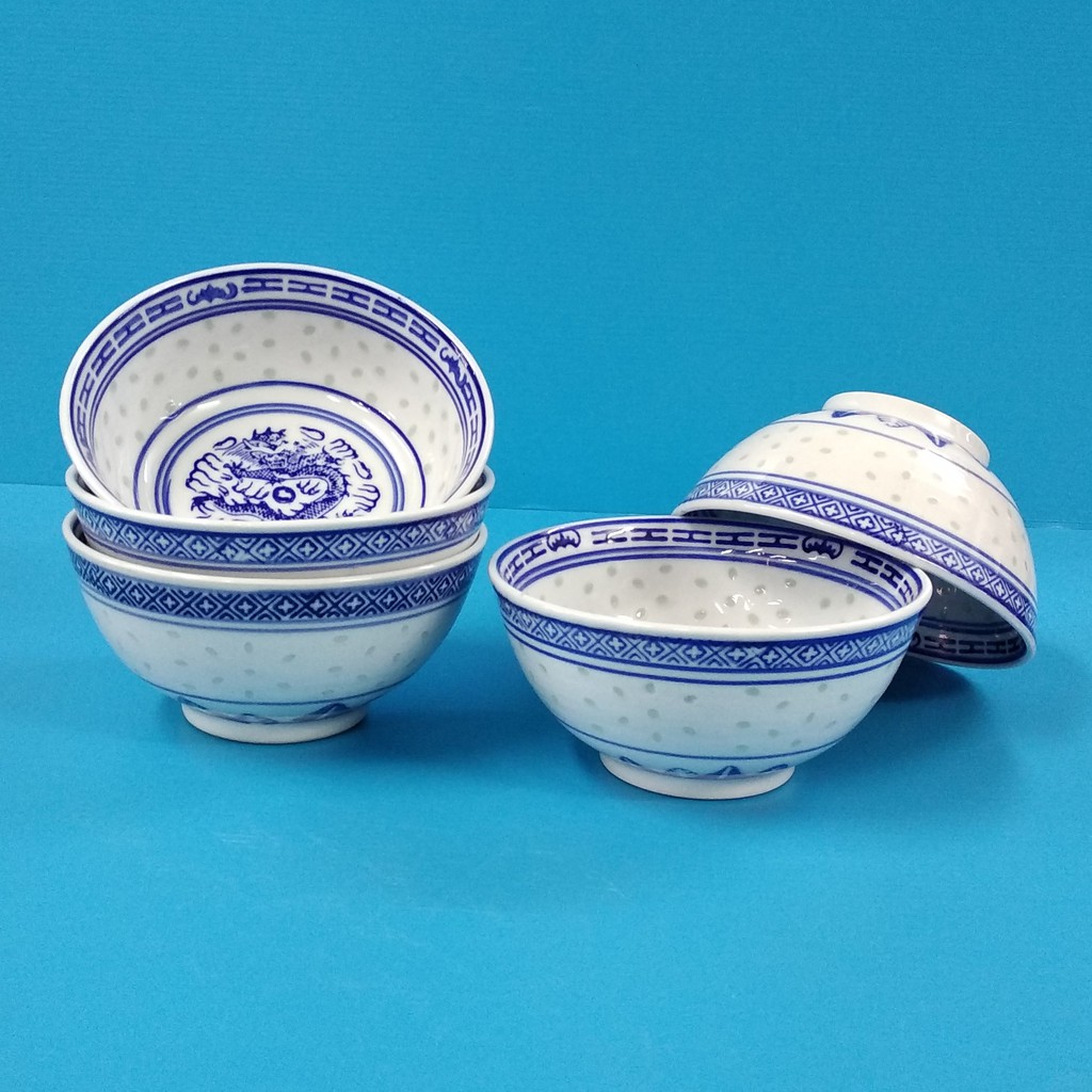 Jingdezhen underglaze blue and white porcelain rice bowl traditional Chinese style tableware antique bowl household porridge bowl small noodle bowl,A 
