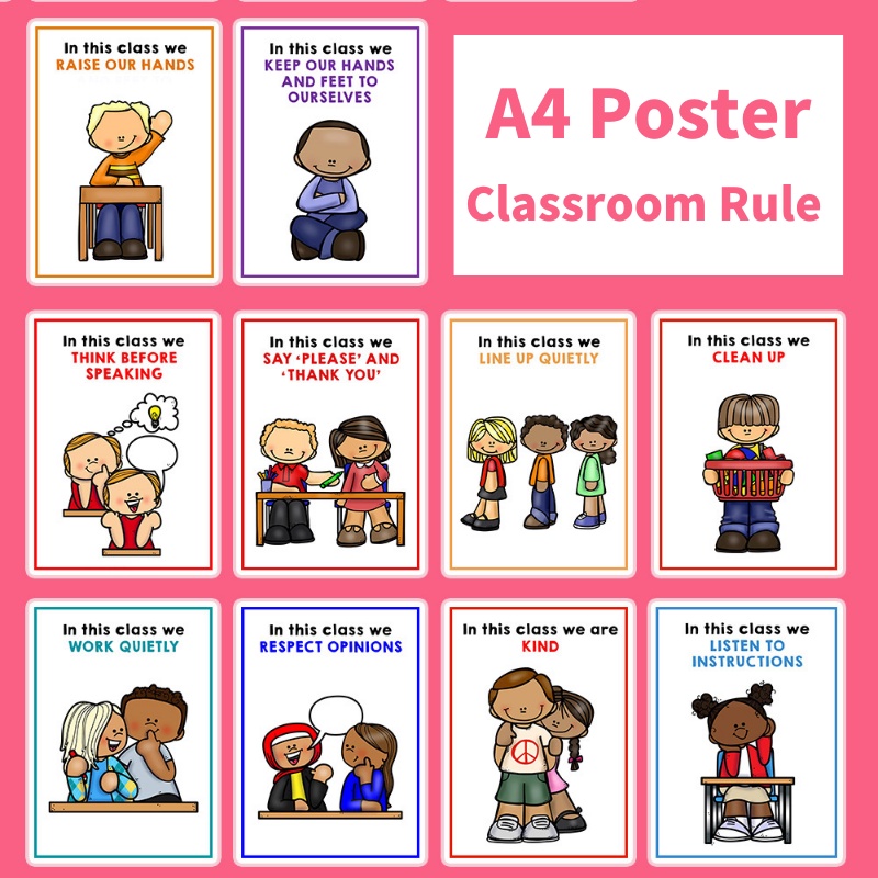 classroom-rules-a4-educational-posters-kindergarten-classroom-decoration-supplies-school-english