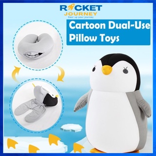 Deformable U-shape Travel Pillow Penguin Whale Fluffy Pillows Cushion Toy Neck Pillow Headrest Protection Neck