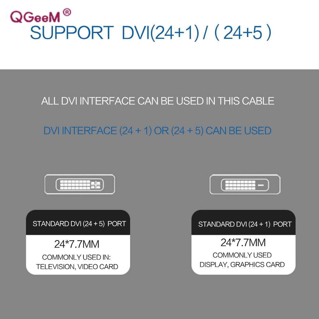 QGeeM USB C to DVI Cable Adapter 24+1 Male 4K@30Hz Cable Compatible with 2018 MacBook Pro,Surface Book 2 4K@30Hz Thunderbolt 3 to DVI 6FT USB 3.1 Type C to DVI Dell XPS 13,Galaxy S10 DVI to USB C