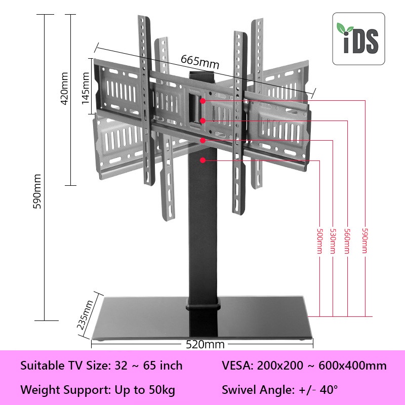 [iDS] Swivel TV Stand Tabletop Universal TV Bracket TV Table Stand LED