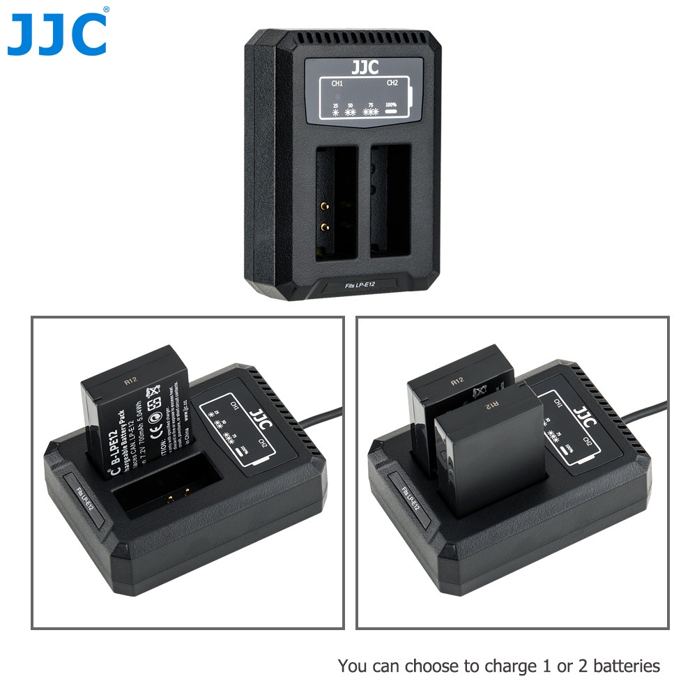 JJC LC-E12C USB Battery Charger for Canon EOS M50 Mark II, M50, M200, M100, M10, M, PowerShot SX70 HS, PowerShot G1X and More Cameras with LP-E12 Battery