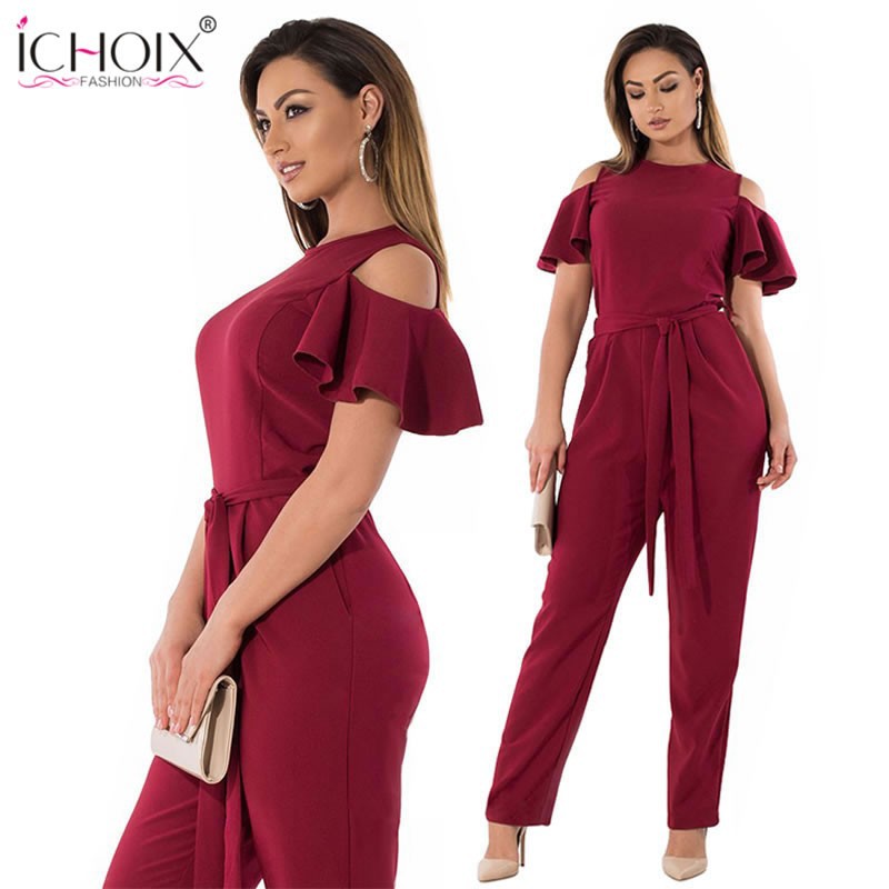 red plus size jumpsuit with sleeves