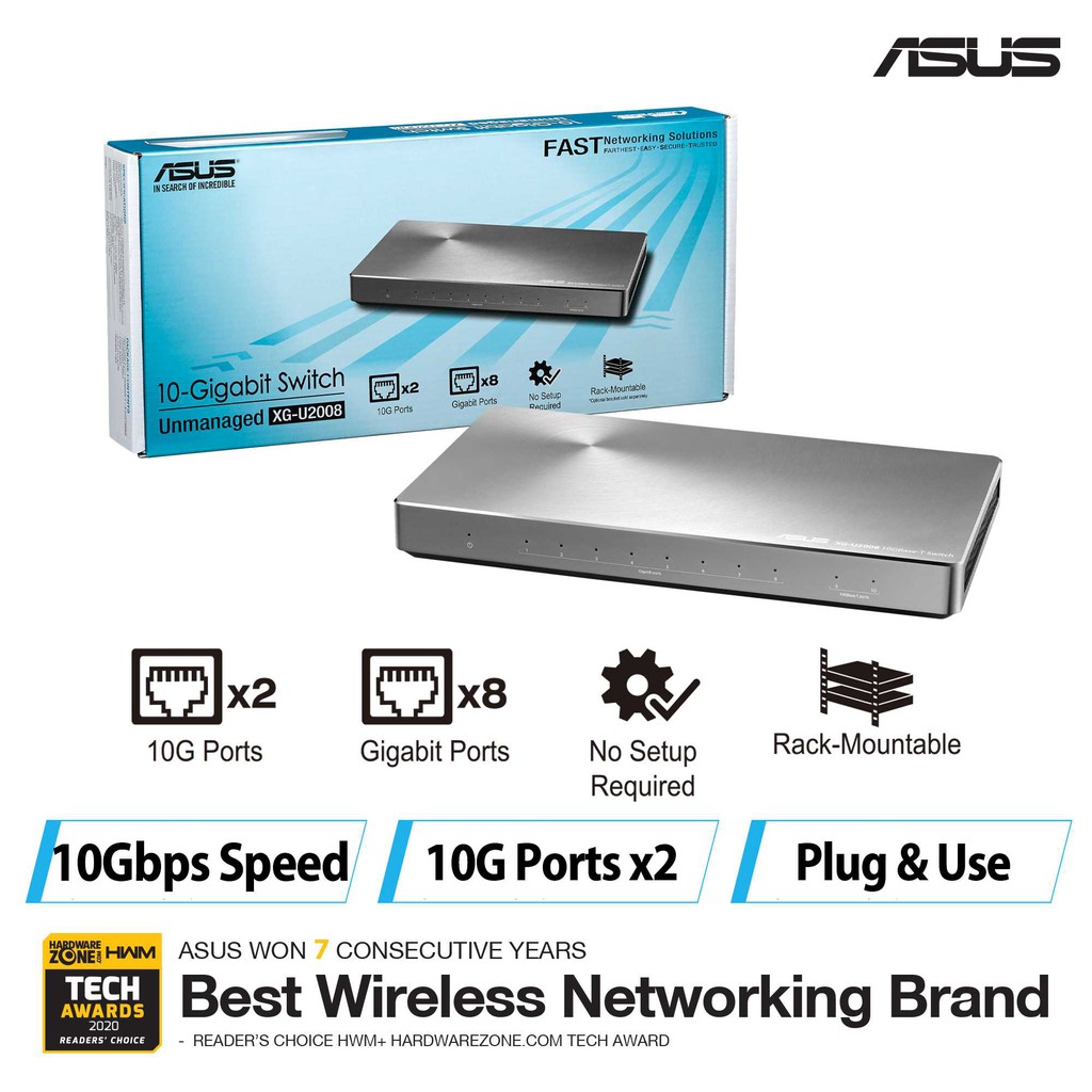 Asus XGU2008 10Port Unmanaged Switch Featuring Two 10G Ports Shopee