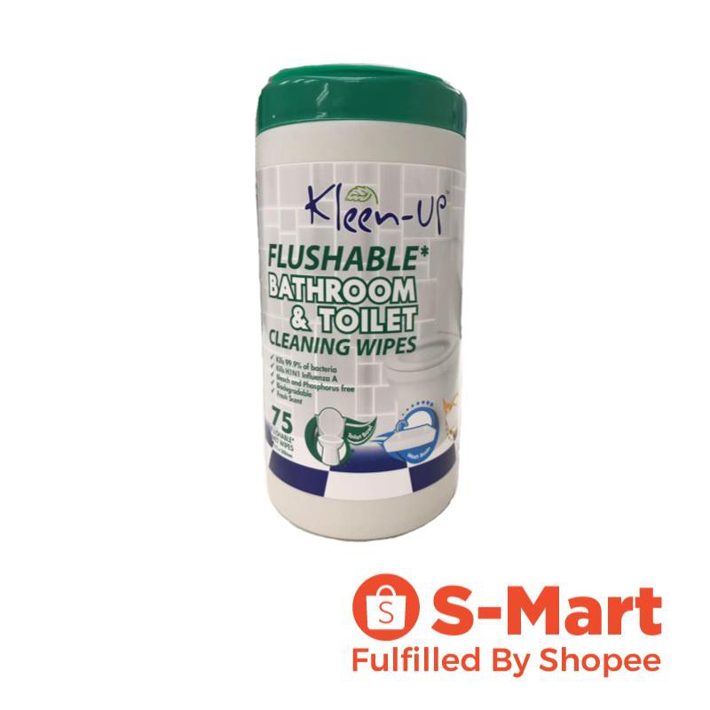 KleenUp Flushable Bathroom & Toilet Cleaning Wipes 75pc Shopee Singapore