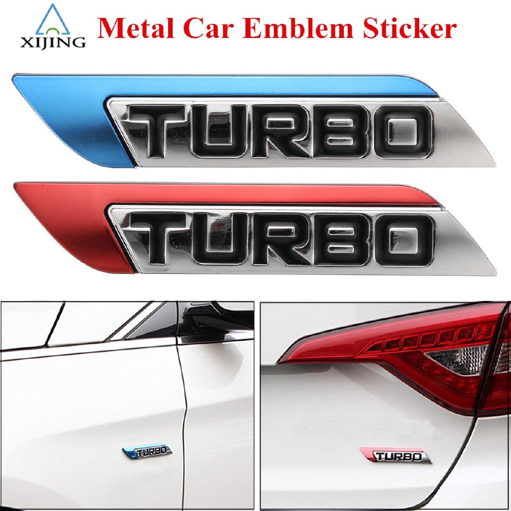 2x Universal 3D TURBO Styling Metal Car Fender Side Emblem Stickers Body Badge