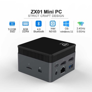 ZX01 Quard Core Windows 11 Mini PC Intel N5105 2.9GHZ DDR4 8GB 256GB SSD 1000M 5G Wifi BT4.2 Desktop Small Computer
