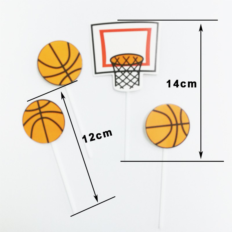 Set Of 4pcs Basketball Cake Topper Diy Birthday Cake Sport Party