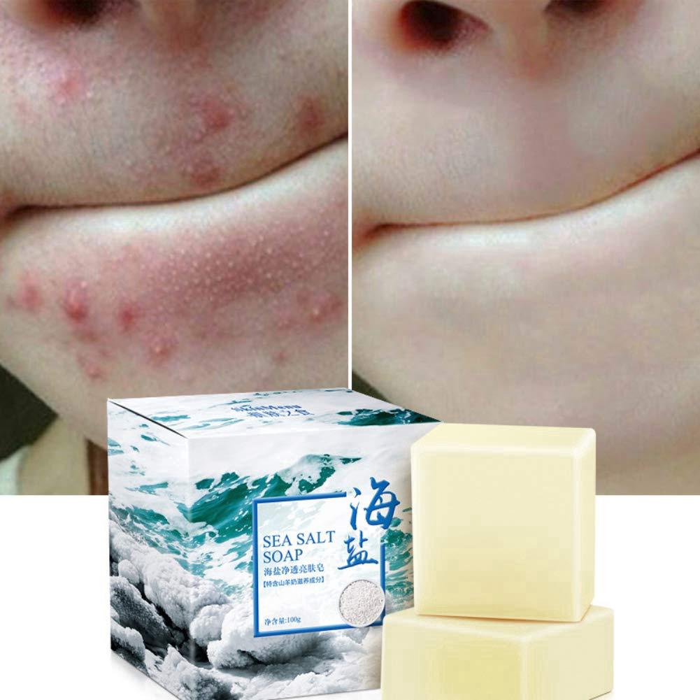 Image of Sea Salt Soap Shrink Pores Whitening Blackhead Removal Face Wash Health Care