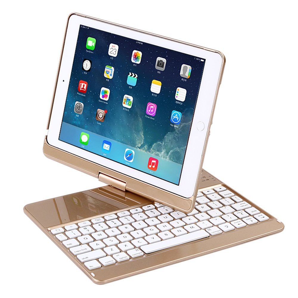 Apple iPad AIR 2 Wireless Folio Keyboard Smart Case 360* Rotate Scratch On Case