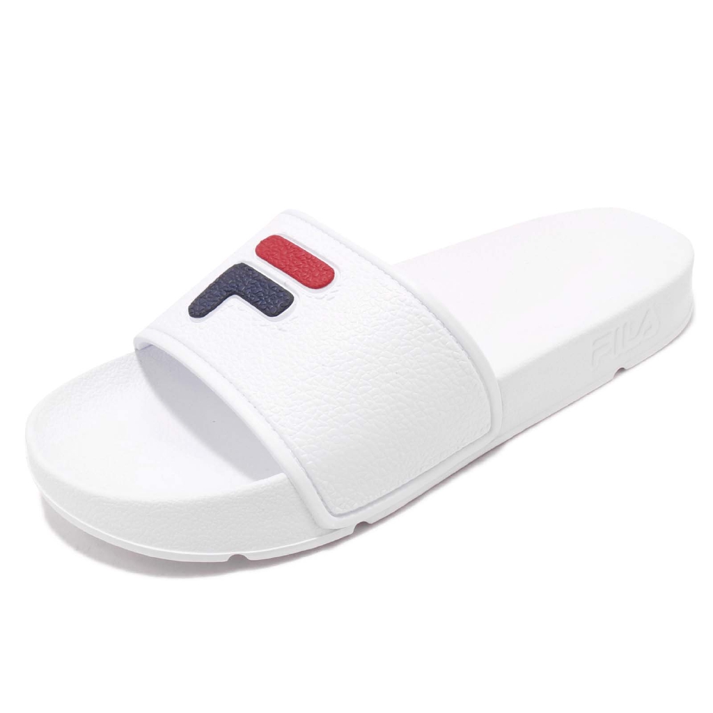 white fila flip flops