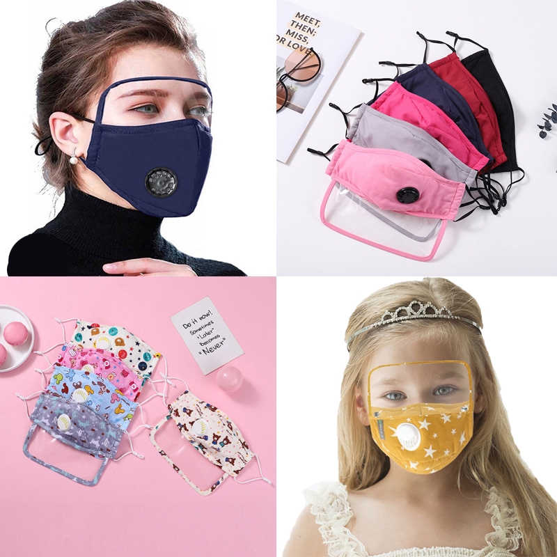 Cotton Adult/Kids Mask with Breathable Valve Pluggable Pm2.5 Filter