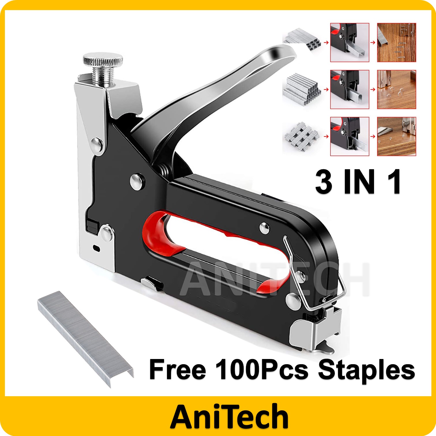Heavy Duty 3 Way Staplers Gun & Refill 3 In 1 Multitool Nail Staple Gun