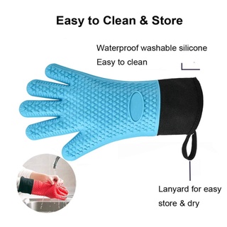 [SG] 2PCS Silicone Heat Resistant Oven Glove/Oven Mitt with Cotton Lining/Long Cuff Waterproof for Cooking/Baking #3