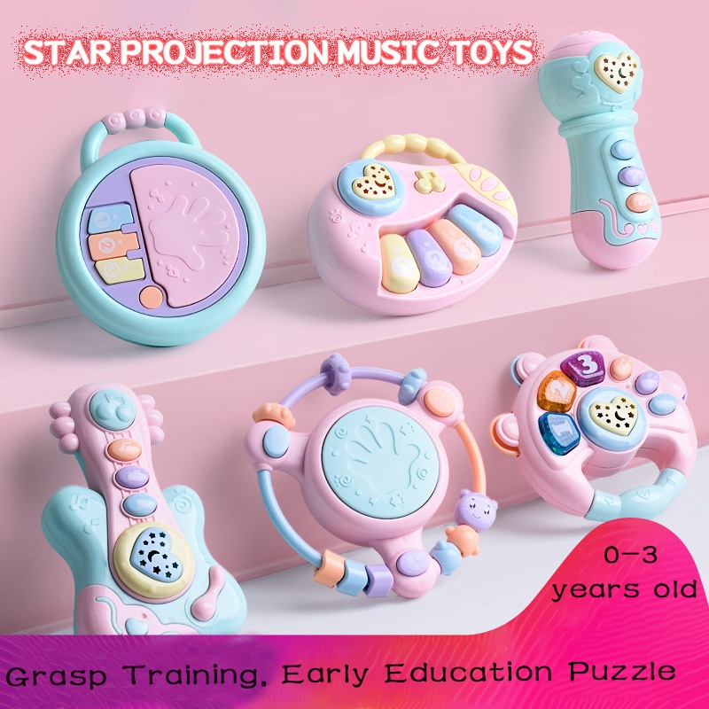 Baby Musical Toys Educational Guitar Piano Hand Drum & Light