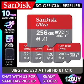Sandisk Ultra MicroSD Card Full HD  C10 120mb/s 32GB 140MB/s 64GB 128GB 150MB/s 200GB 256GB QUA4 QUAB QUAC 12BUY.MEMORY