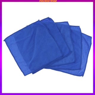 [TACHIUWA2] 5pcs Absorbent Microfiber Towel Car Bike Home Clean Wash Cloth Rag Blue 9.8x9.8 inches #4