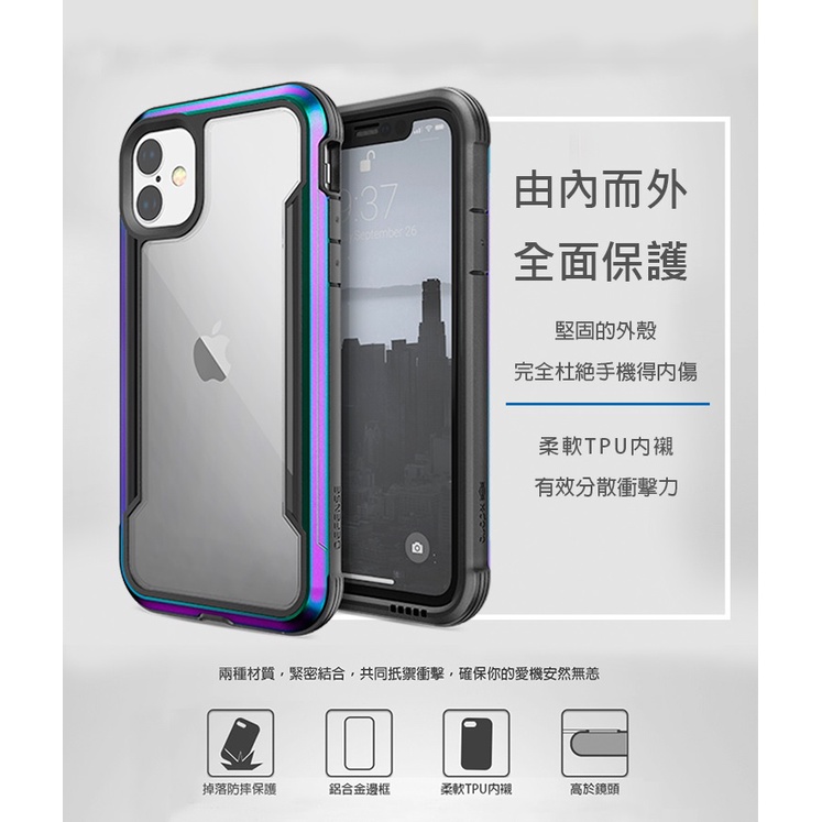 X-Doria Blade Shield Apple iPhone 11 Full Range Aluminum Alloy Shock-Resistant Mobile Phone Frame Transparent Back Case Protective