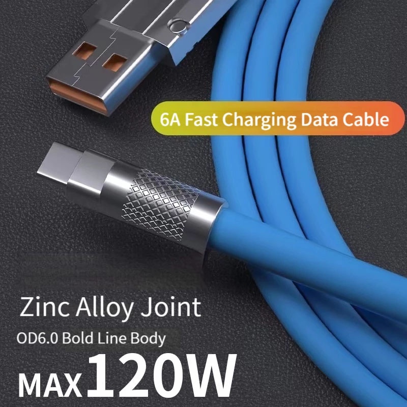 Ankndo 120W 6A Super Fast Charge Type C Liquid Silicone Cable Quick