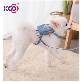 【KS】Dog Leash Harness with Backpack Pet Cat Walking Leash Blue/Pink/Grey/Yellow #6