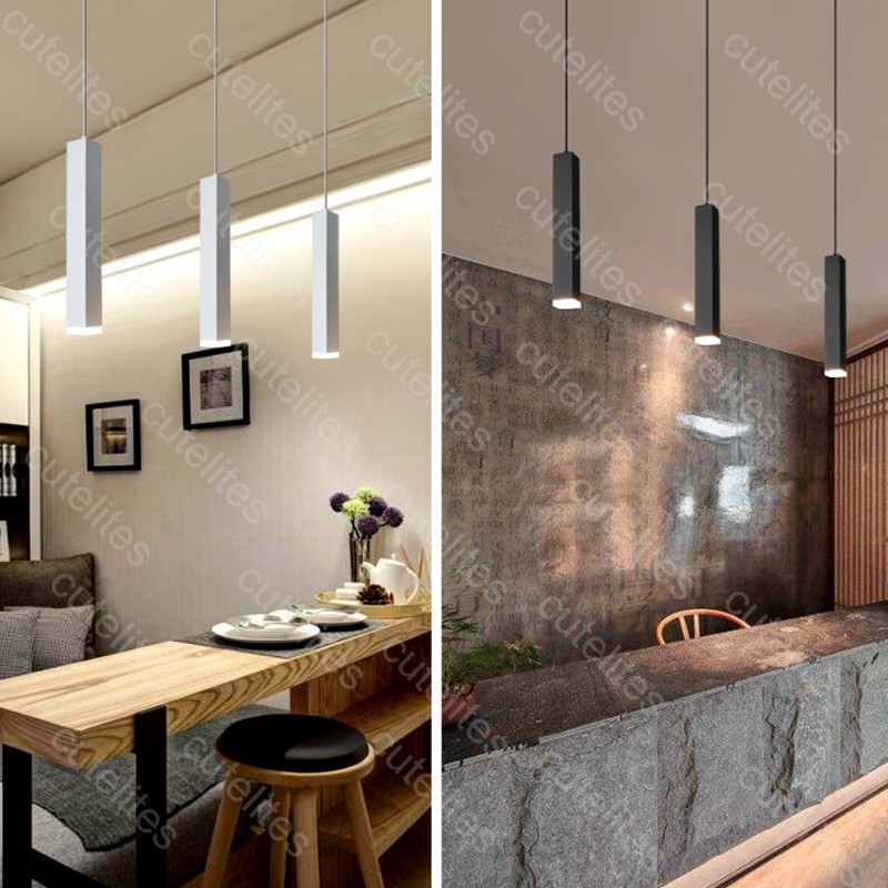 Led Pendant Lamps Square Pendant Lights Kitchen Island Dining Room Shop Bar Counter Decoration Cylinder Pipe Hanging Lamps Lights Kitchen 7w Dimmable 85 265v Shopee Singapore