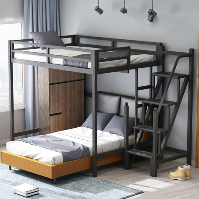 Jy Loft Bed Elevated Double, Wood And Wrought Iron Bunk Beds