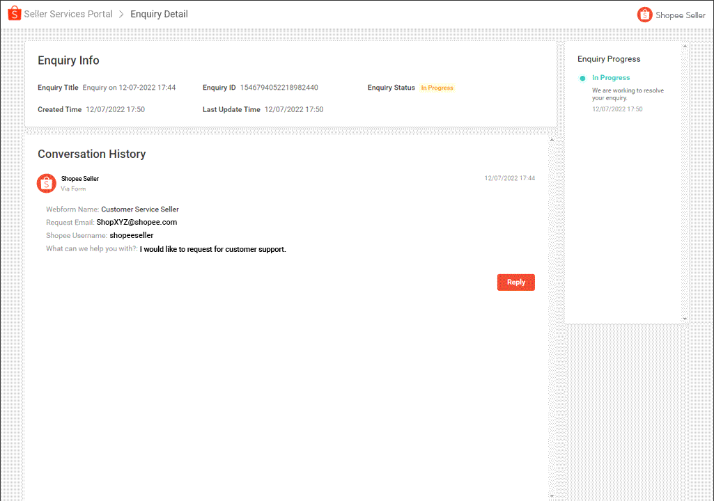 Services Portal enquiries | MY Seller Education [Shopee]