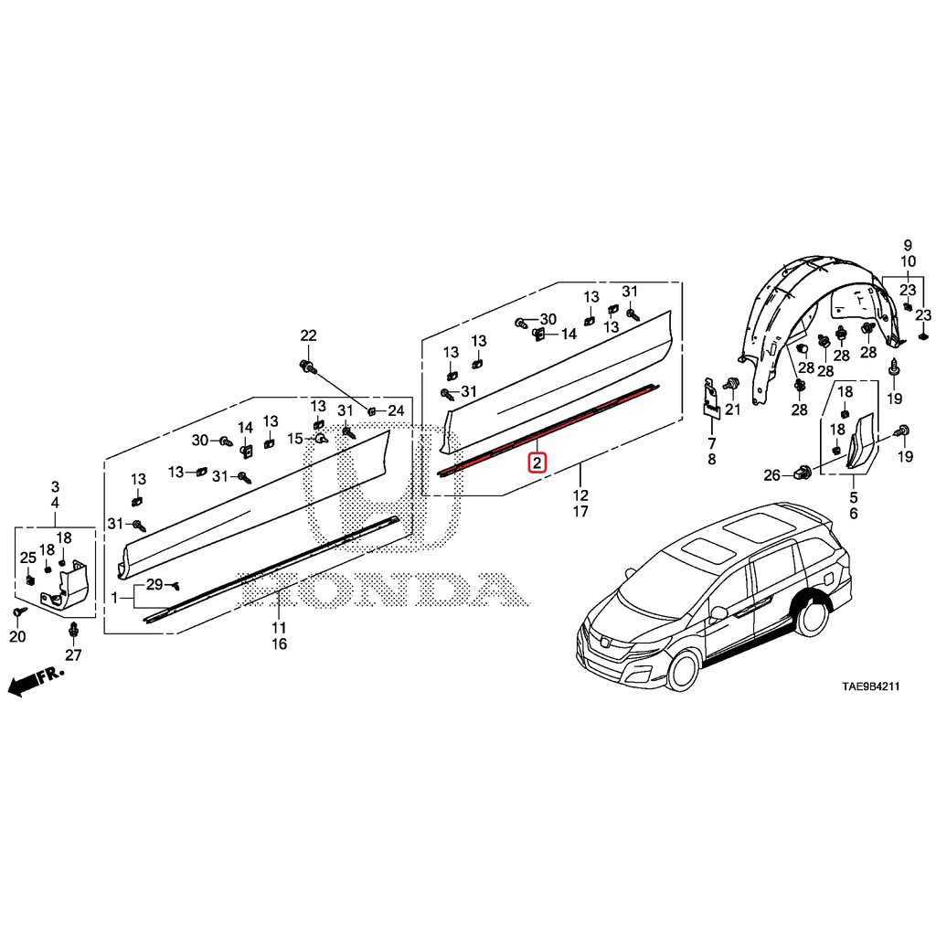 honda odyssey sliding door parts diagram