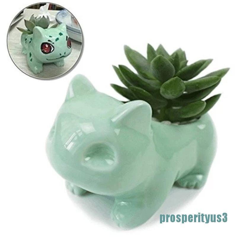 Prosperityus3 Kawaii Ceramic Flowerpot Bulbasaur Succulent Planter Cute Green Plants Shopee Singapore