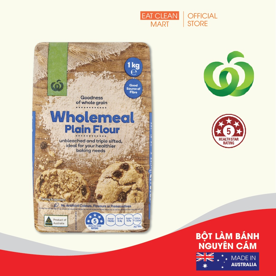 Woolworths Wholemeal Plain Flour - Woolworths Wholemeal Plain Flour 1kg ...