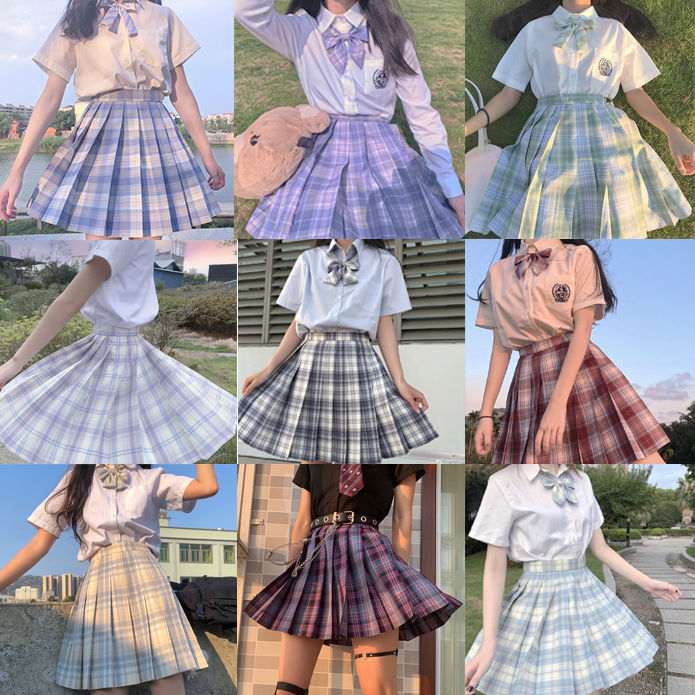 Skirt High Waist Plaid A Line Skirt Set 